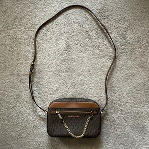 Michael Kors Jet Set Large Logo Crossbody Bag in Brown